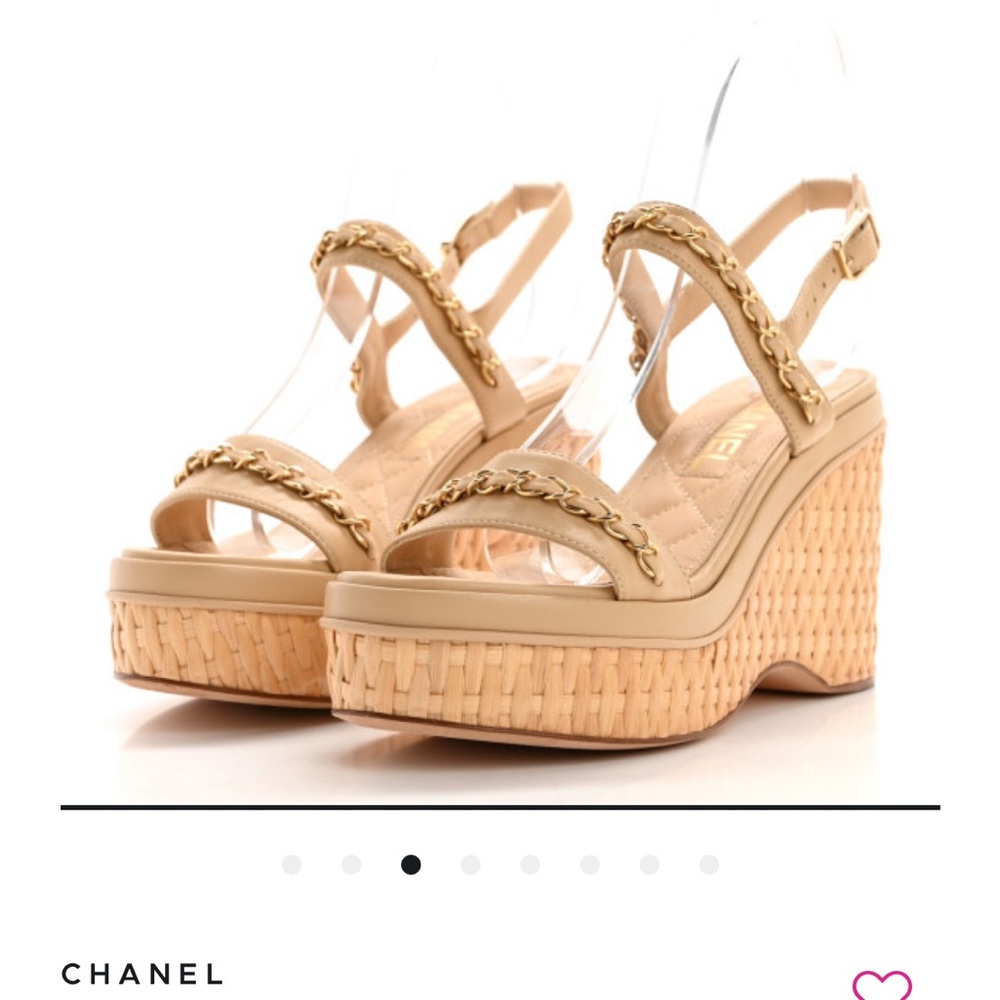 Chanel lamb skin gold chain CC Platform sandals - Picture 3 of 8